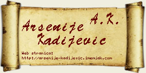 Arsenije Kadijević vizit kartica